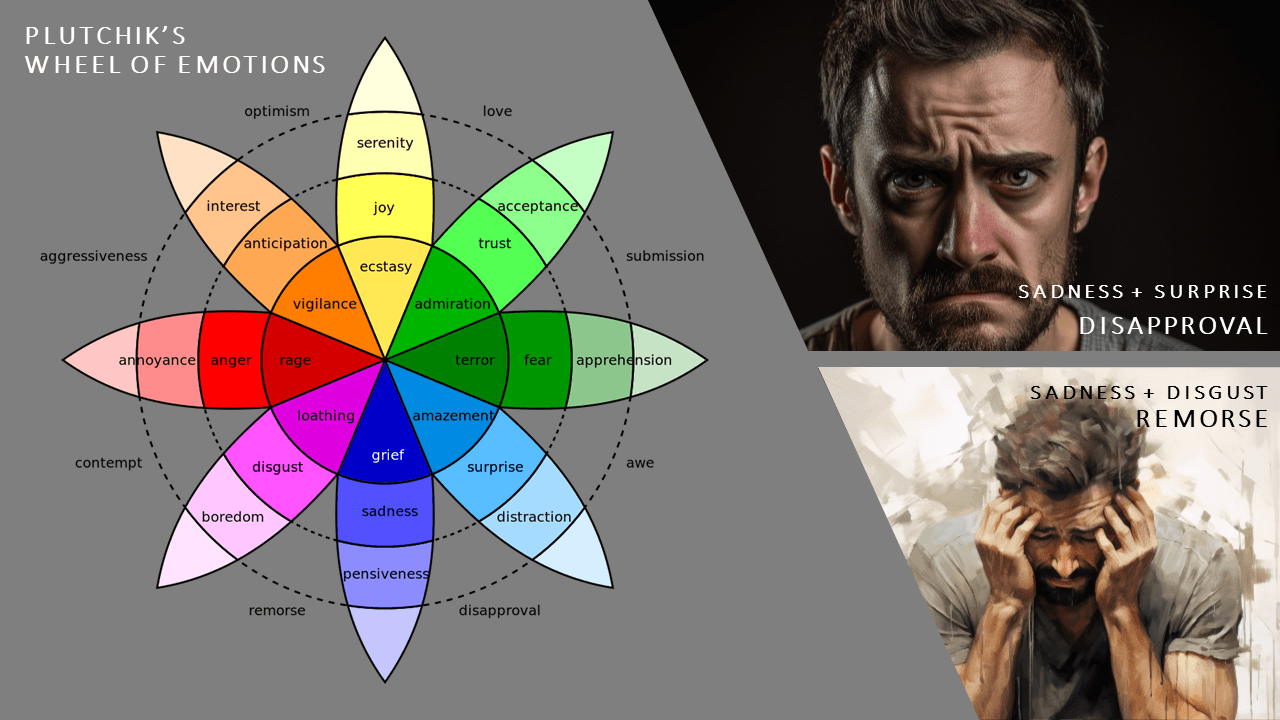 Cover Image for Disapproval (Sadness + Surprise) and Remorse (Sadness + Disgust): Navigating the Emotional Landscape with Possible Actions! π§©